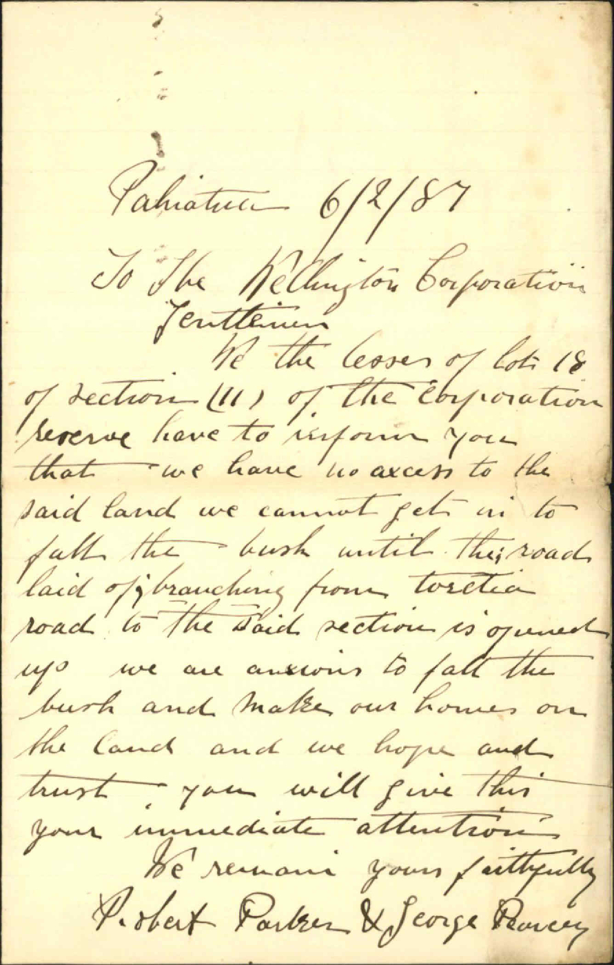 Asking for road marking - Robert Parker and George Pearey, Pahiatua