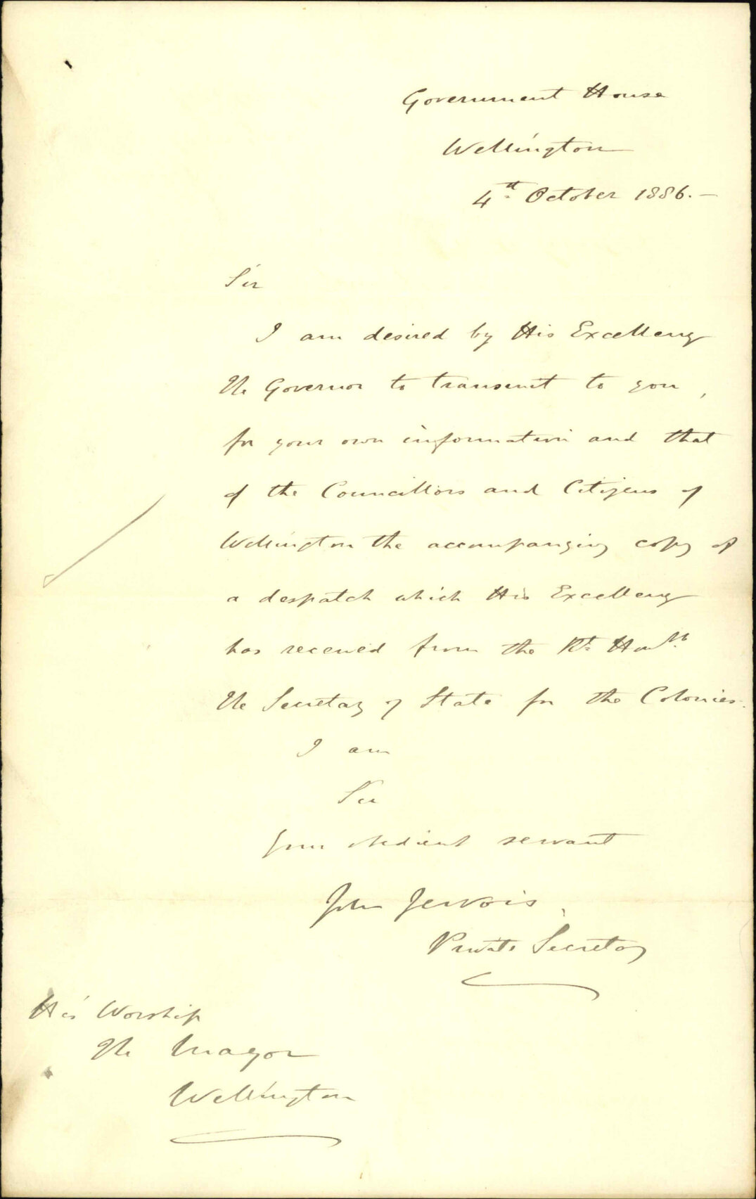 Forwarding copy of letters from her Majesty the Queen - the Governor General