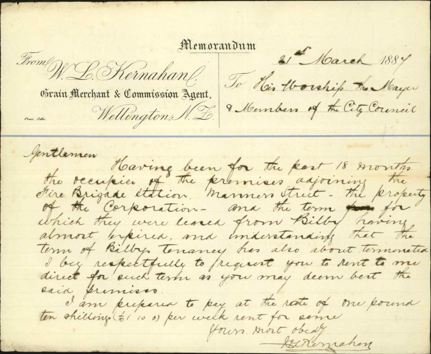 Offering to lease Market Reserve - J S Kernahan