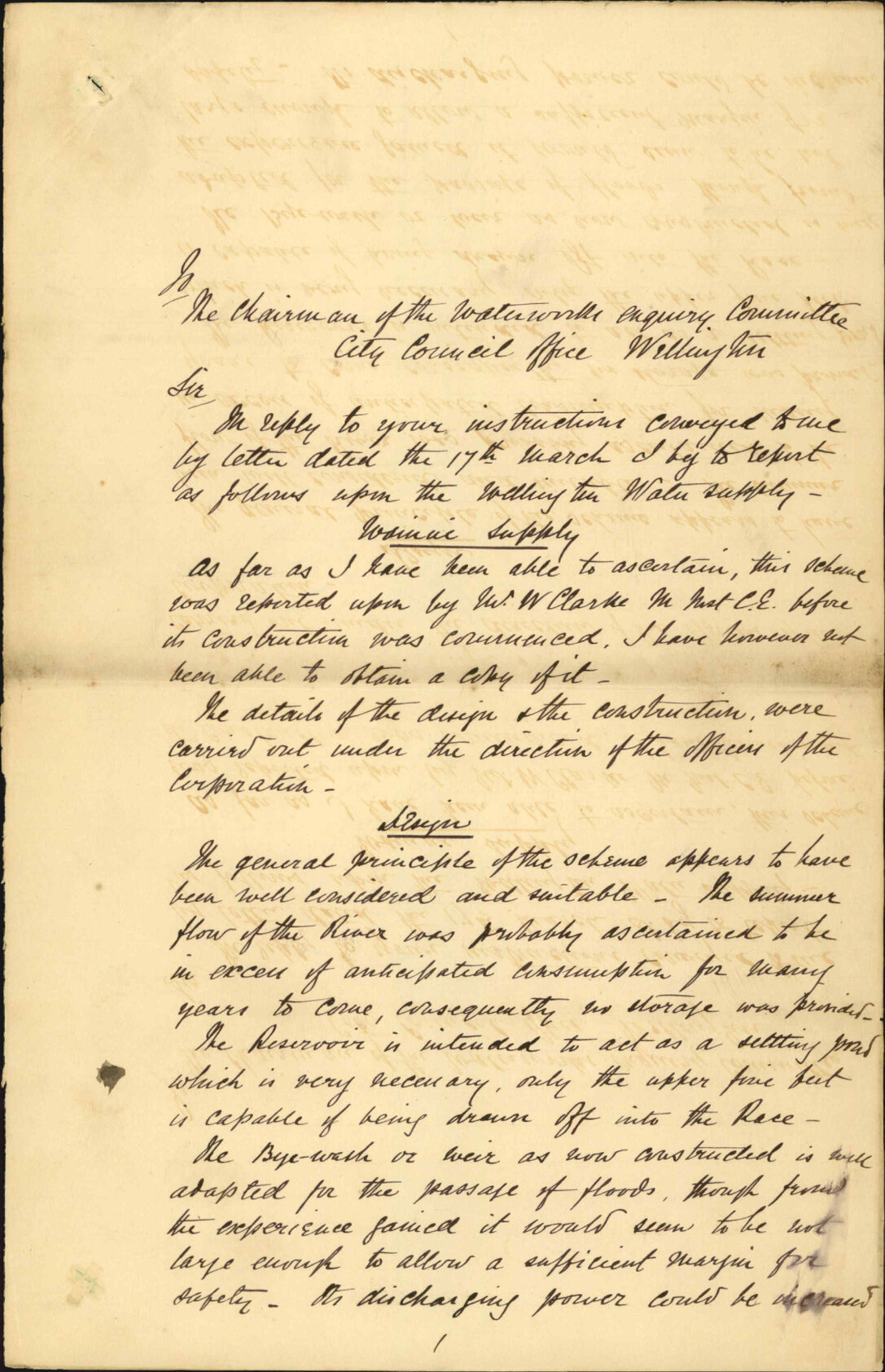 Report on water supply of the City - H P Higginson