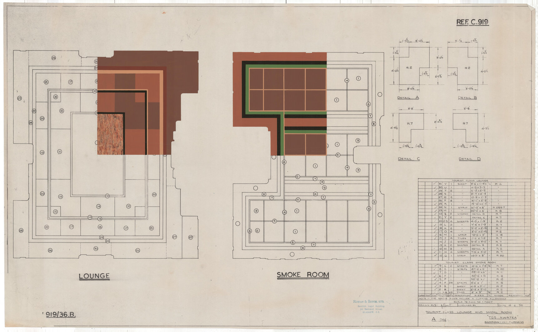 [TSS Awatea], tourist class lounge and smoke room, A deck