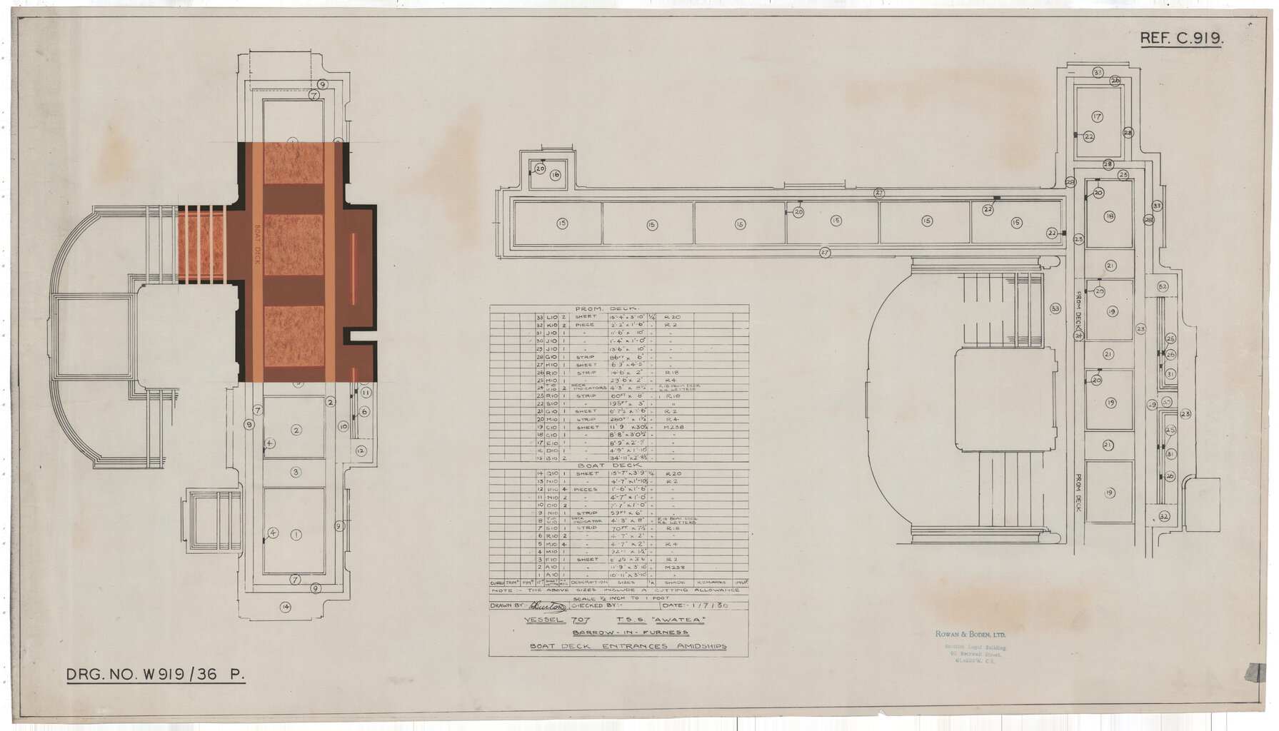 TSS Awatea, boat deck entrances amidship