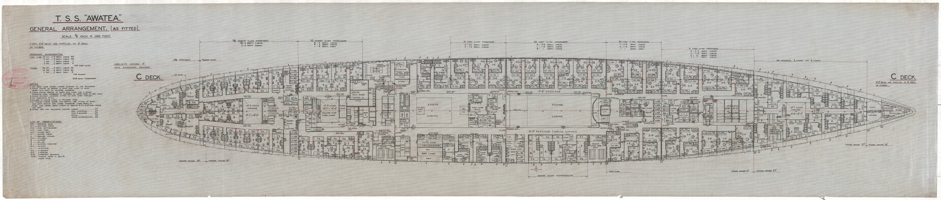 TSS Awatea, general arrangement [as fitted], C deck