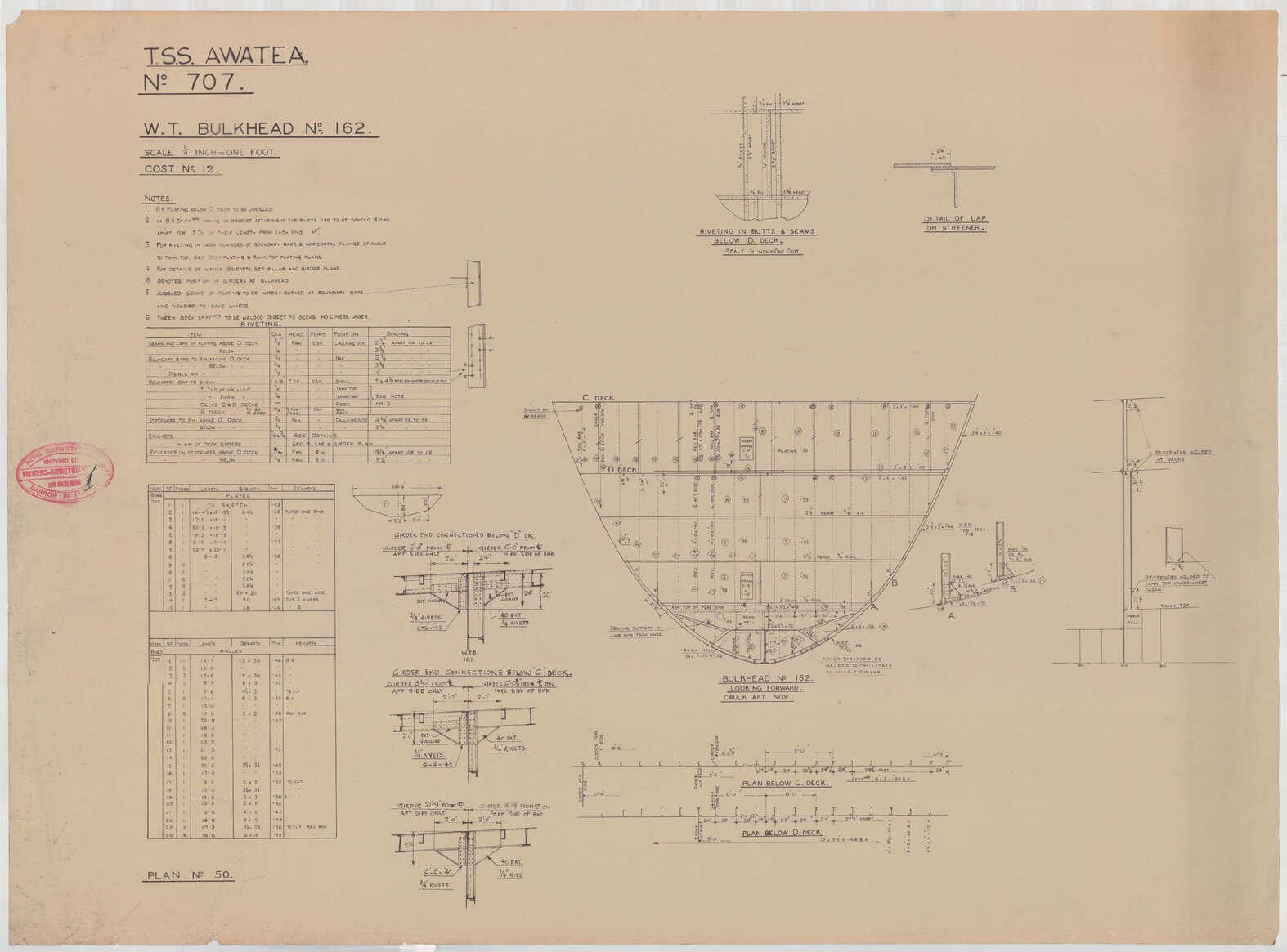TSS  Awatea, water tight bulkhead no. 162