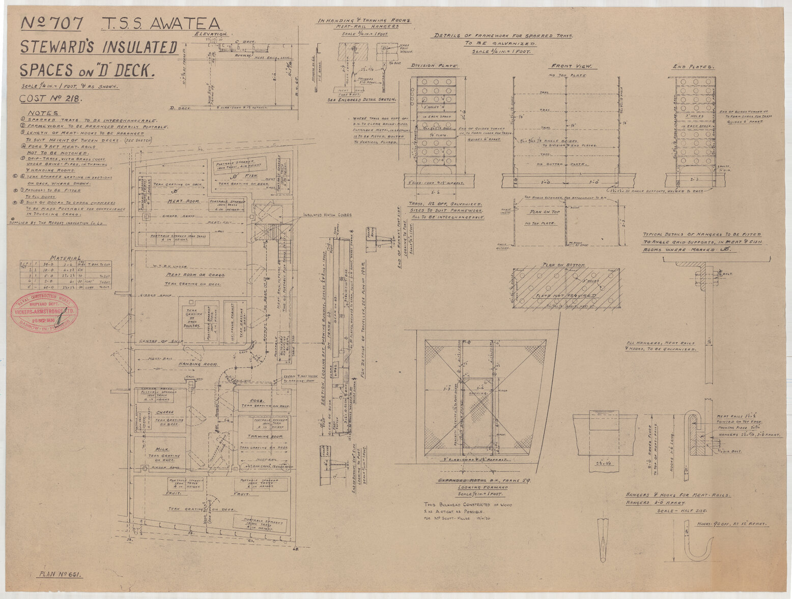 TSS Awatea,  steward's insulated spaces on "D" deck