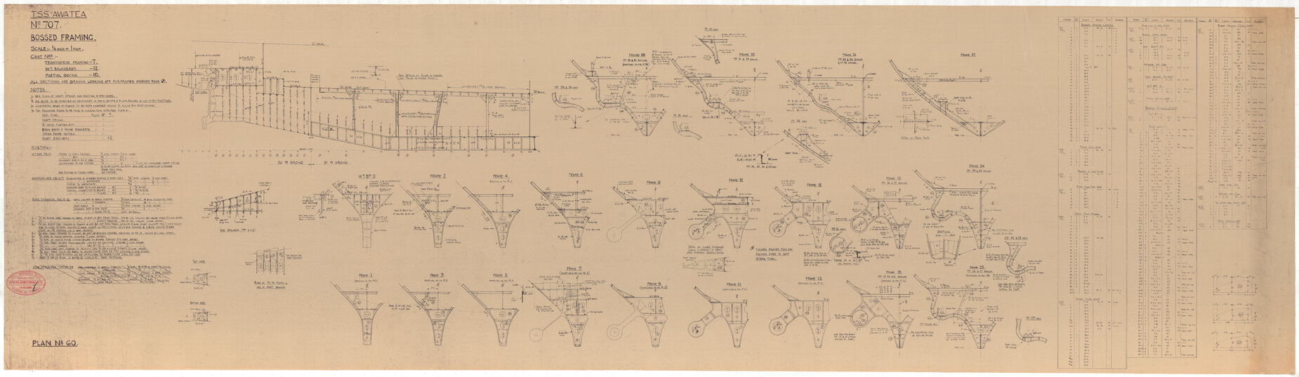 TSS Awatea,  bossed framing