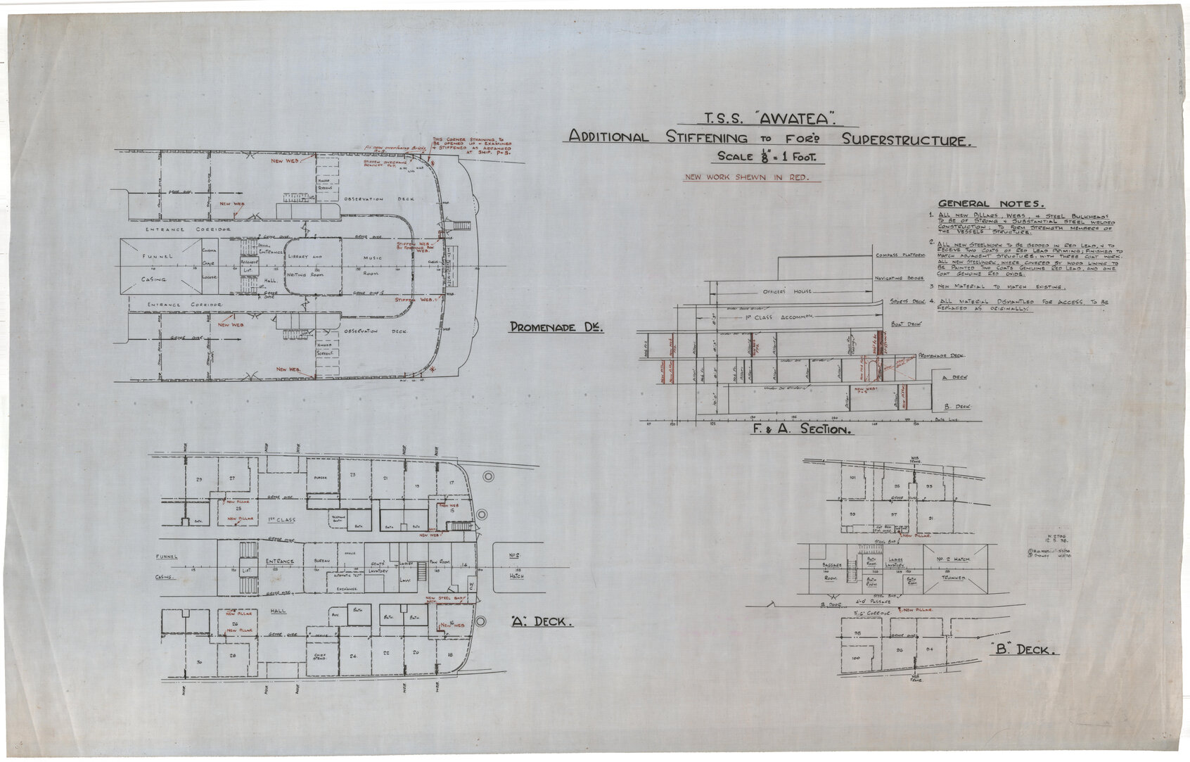 TSS Awatea, additional stiffening to forward superstructure