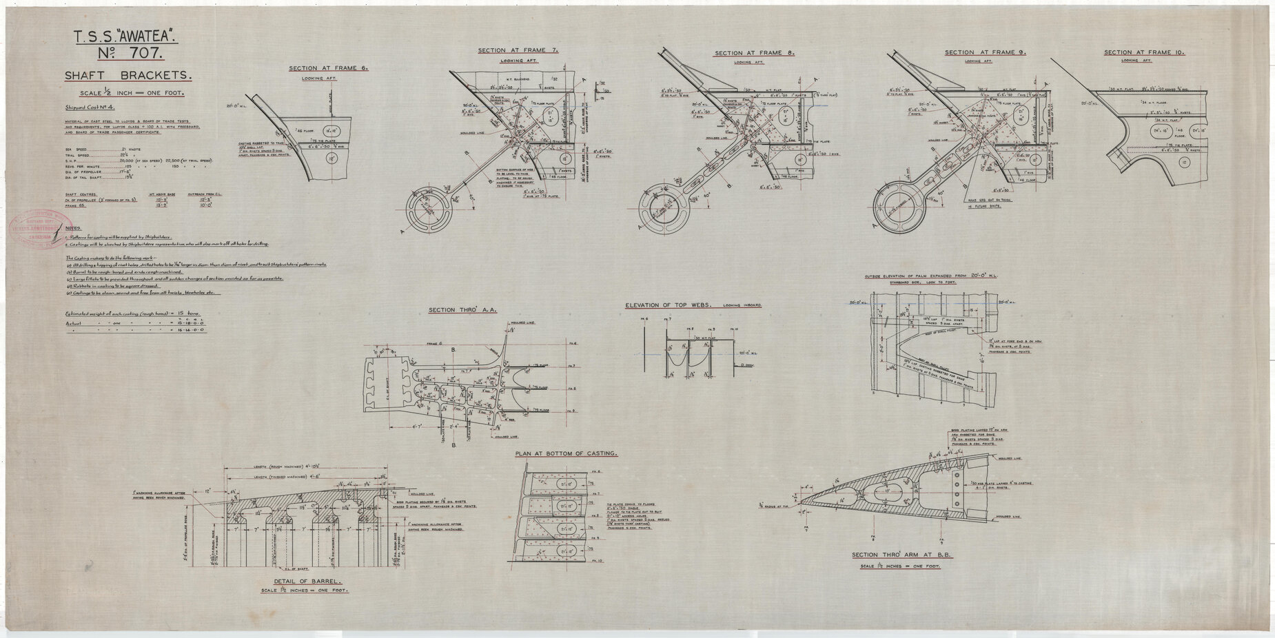 TSS Awatea, shelf brackets