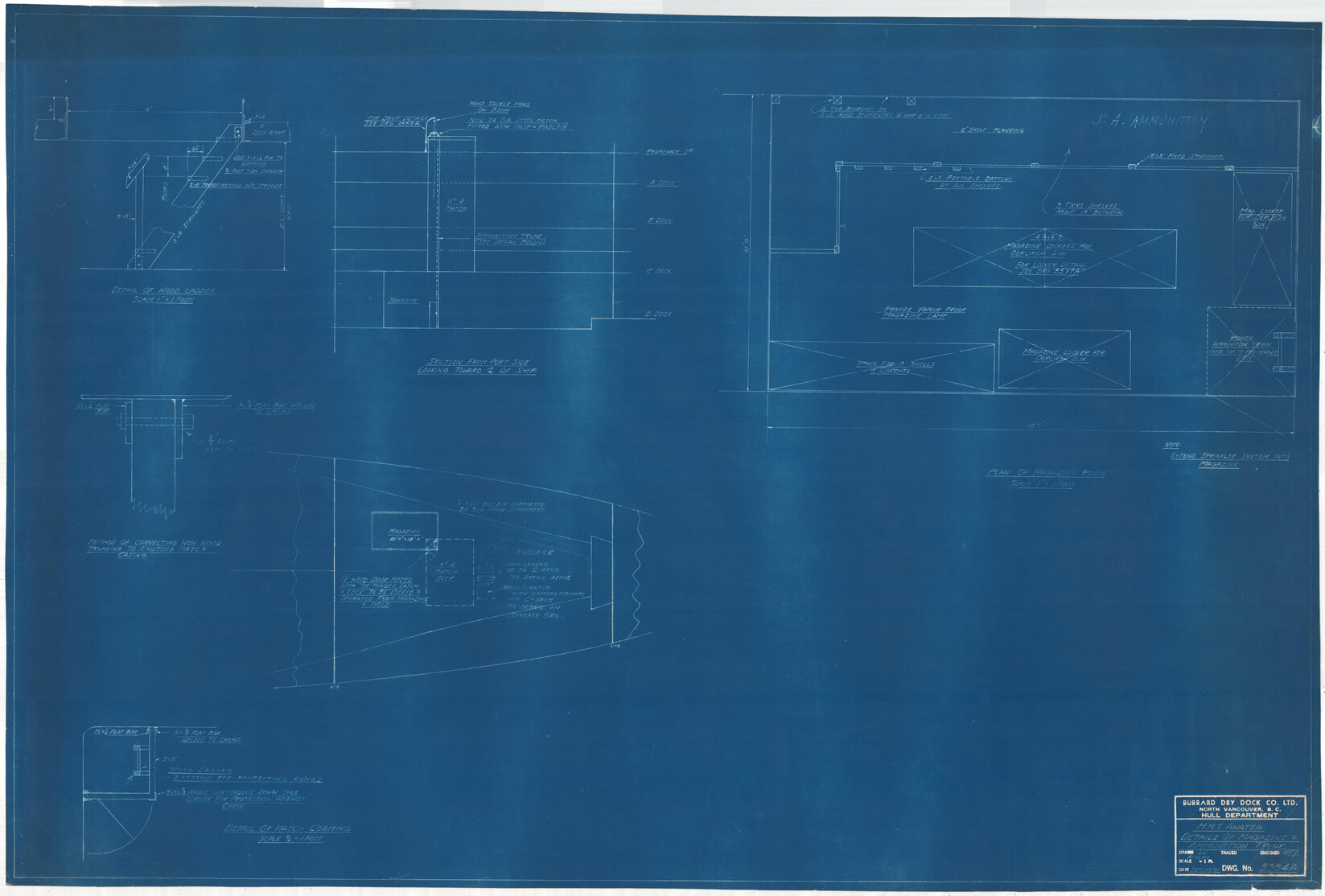 HMT Awatea, details of magazine and ammuntion trunk