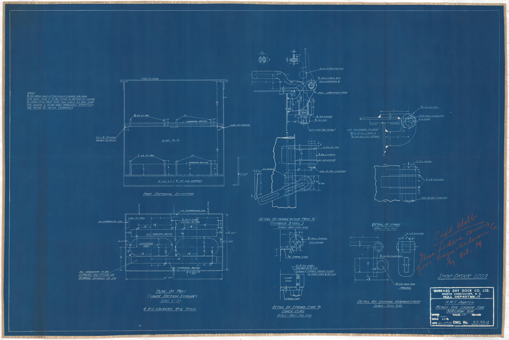 HMT Awatea, ready use locker for oerlikon gun