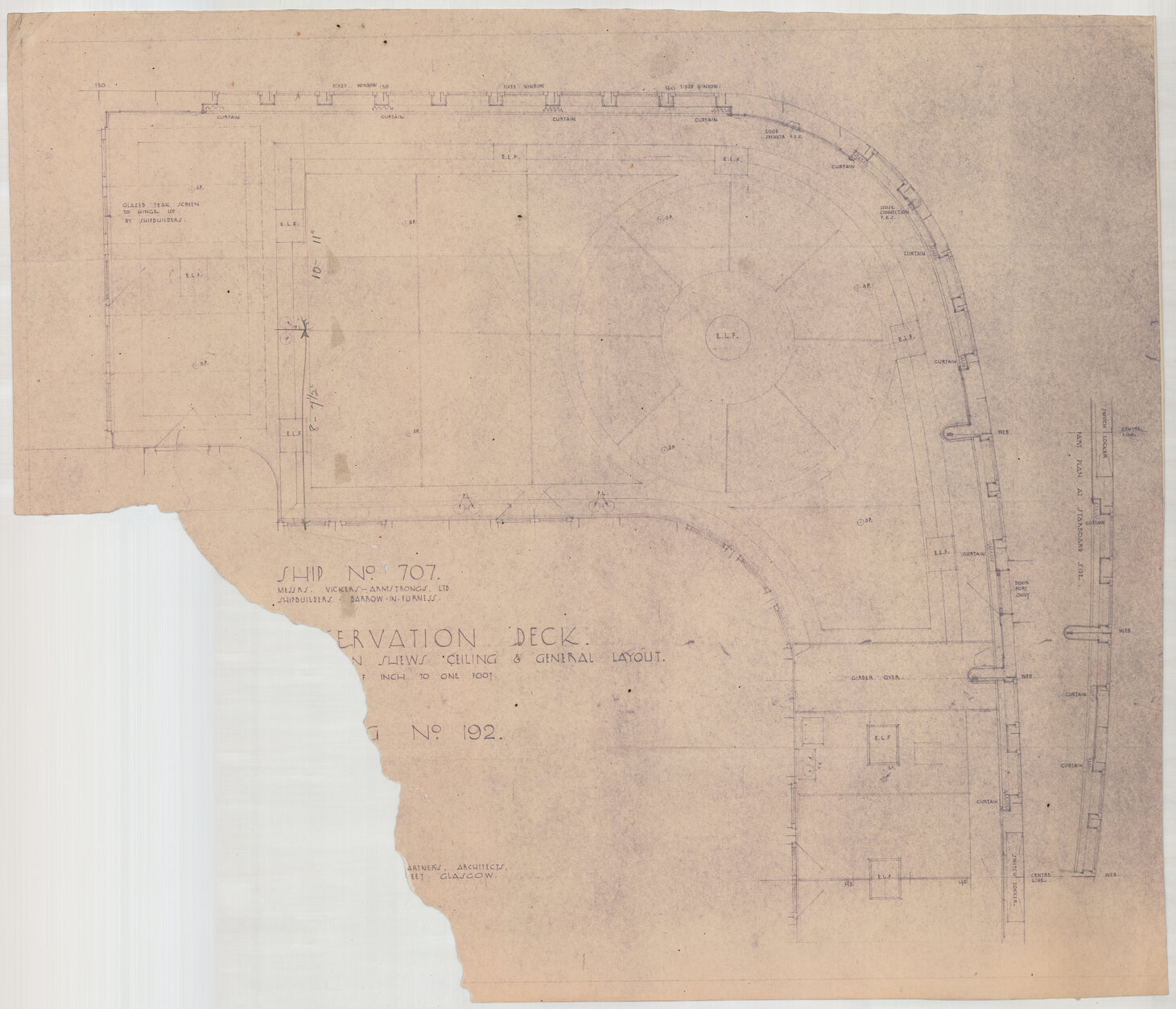 [TSS Awatea Obs]ervation deck, ceiling and general layout