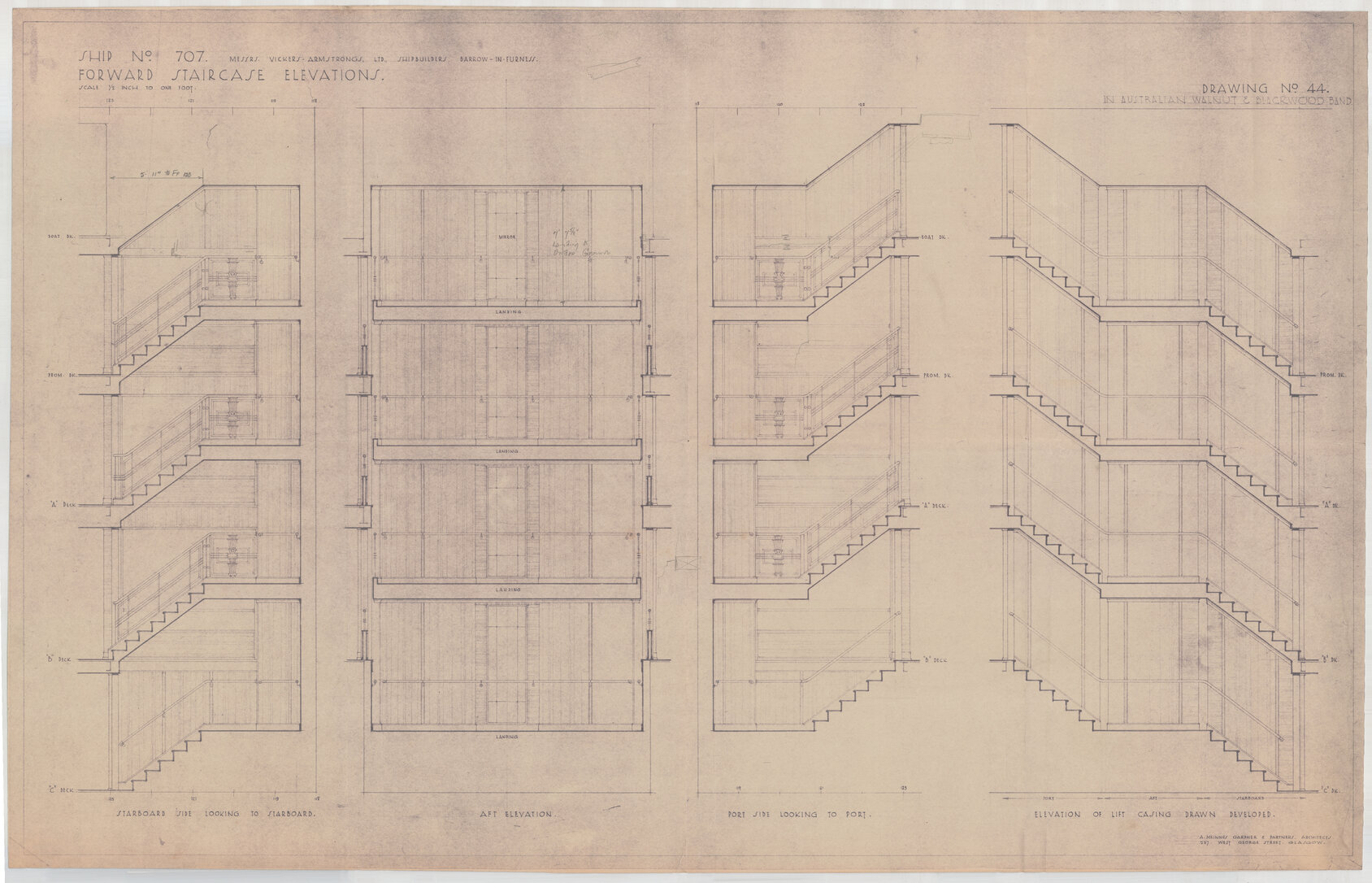 [TSS Awatea] forward staircase elevations