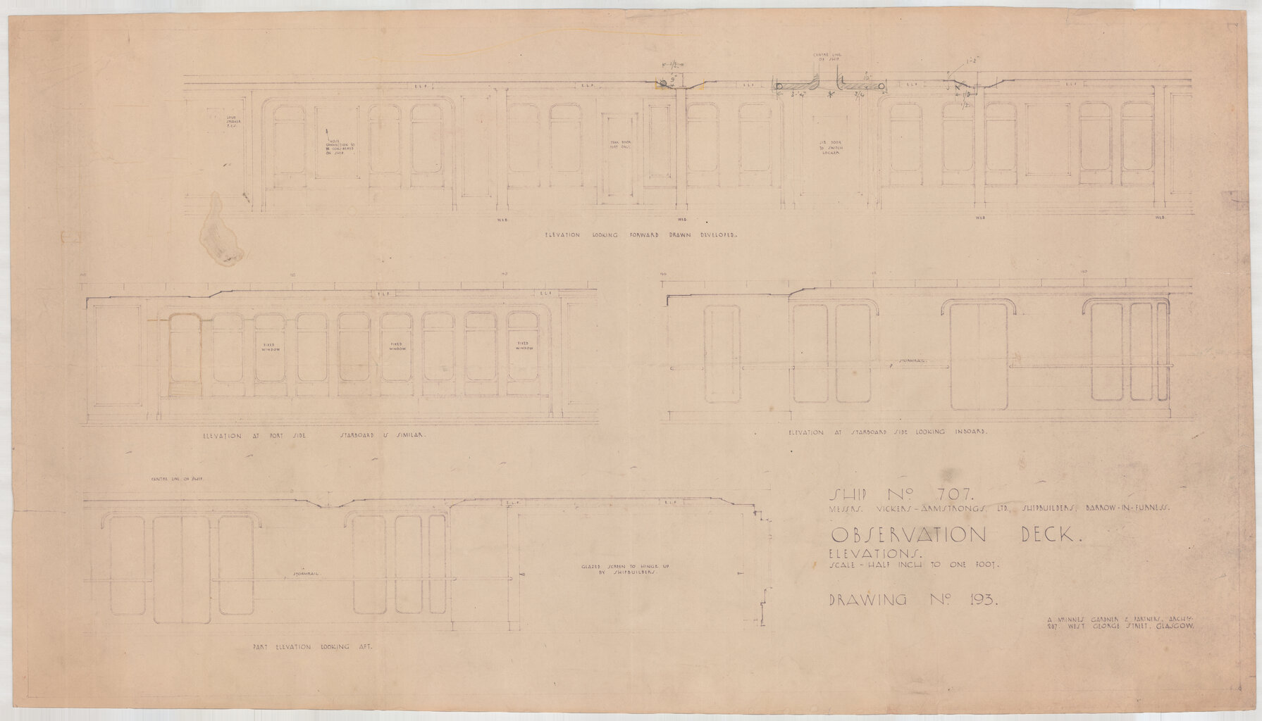 [TSS Awatea] observation deck, elevations