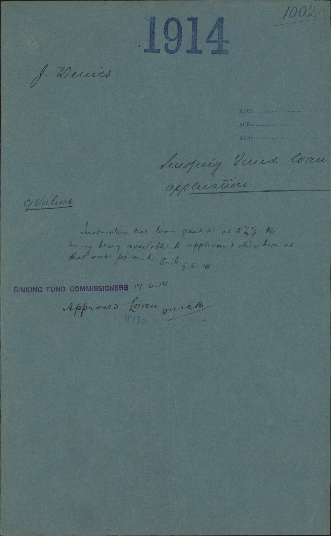 Sinking Fund loan application - J Dennis