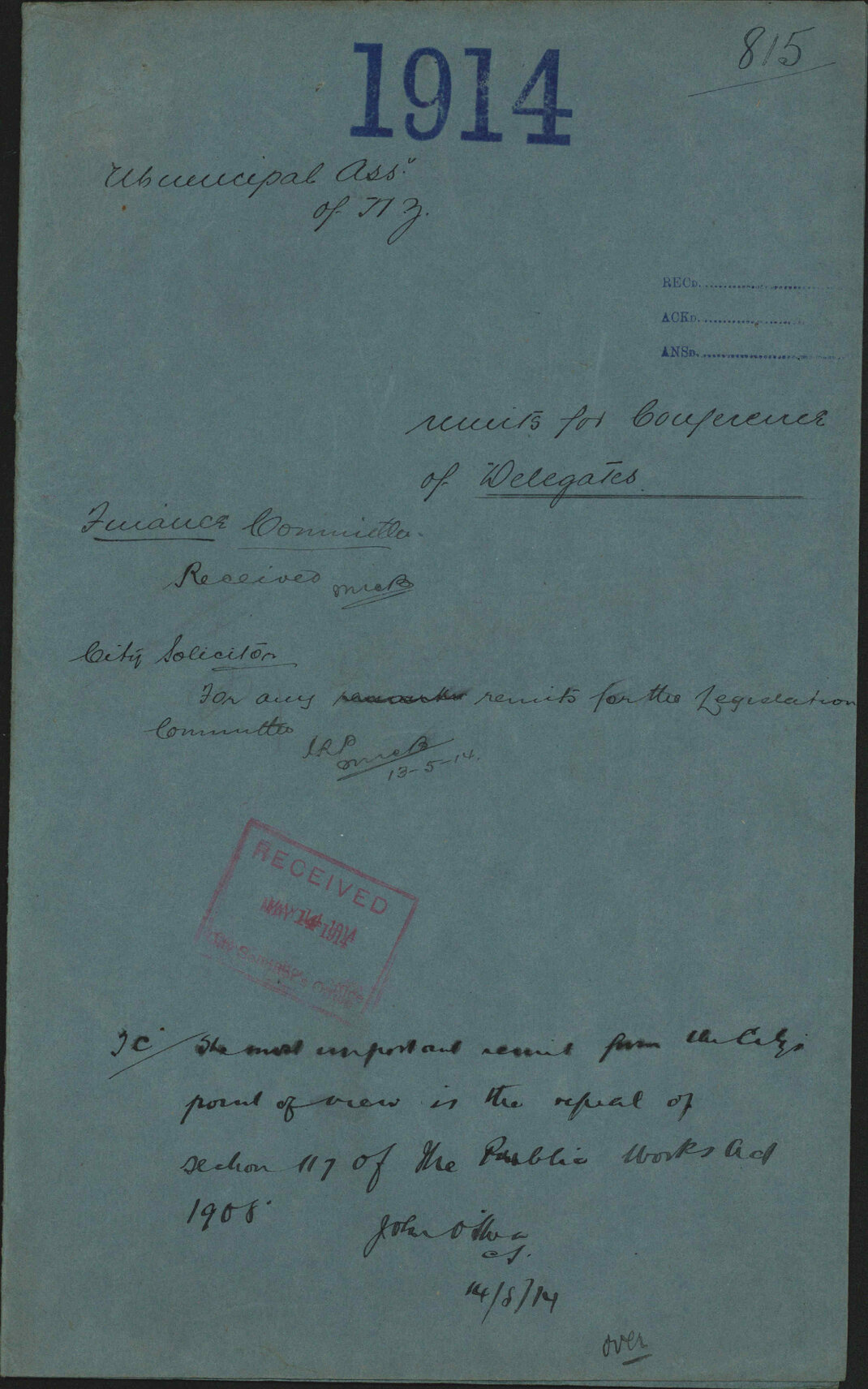 Remits for Conference of Delegates - Municipal Association of New Zealand