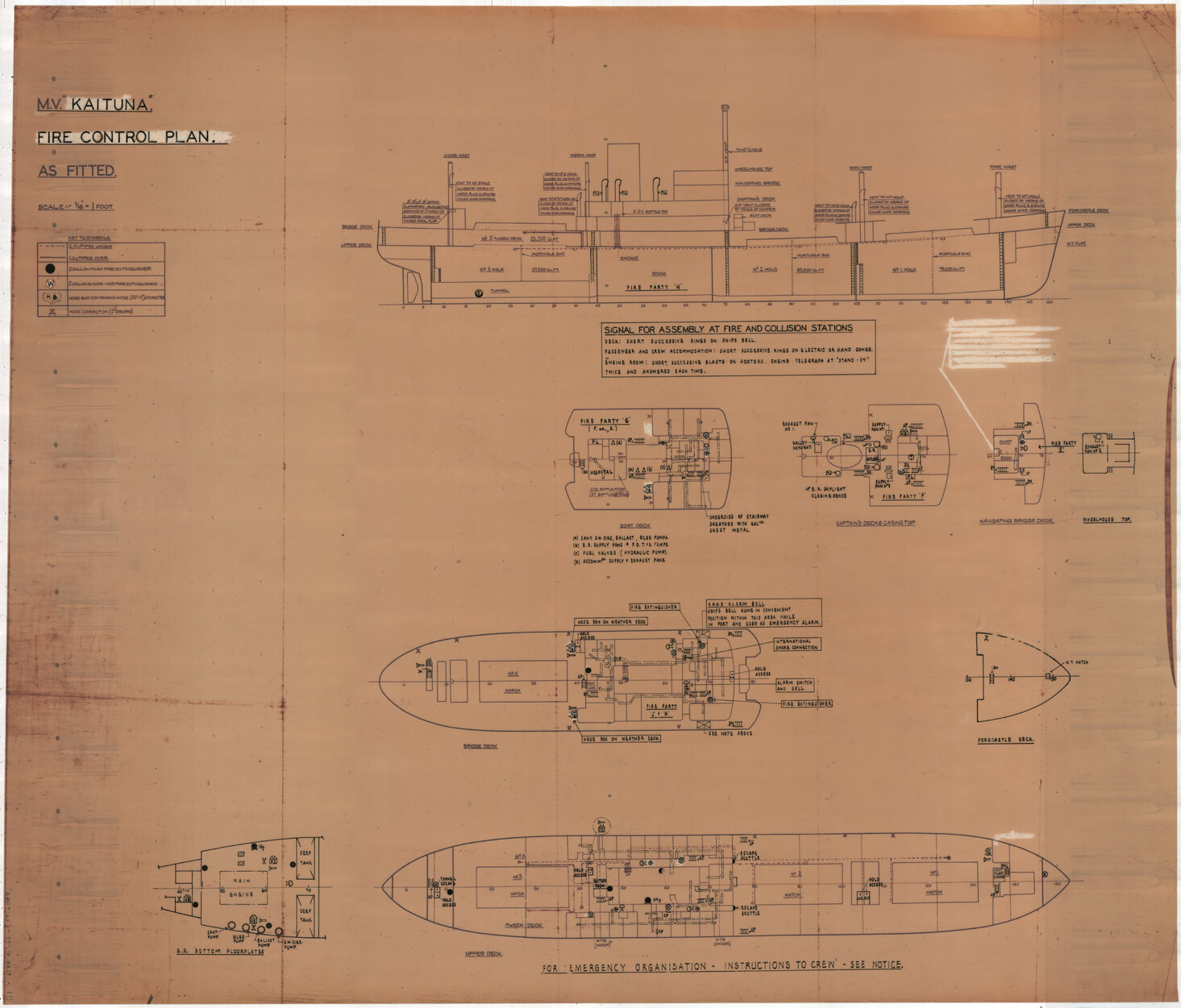 MV Kaituna II, fire control plan as fitted