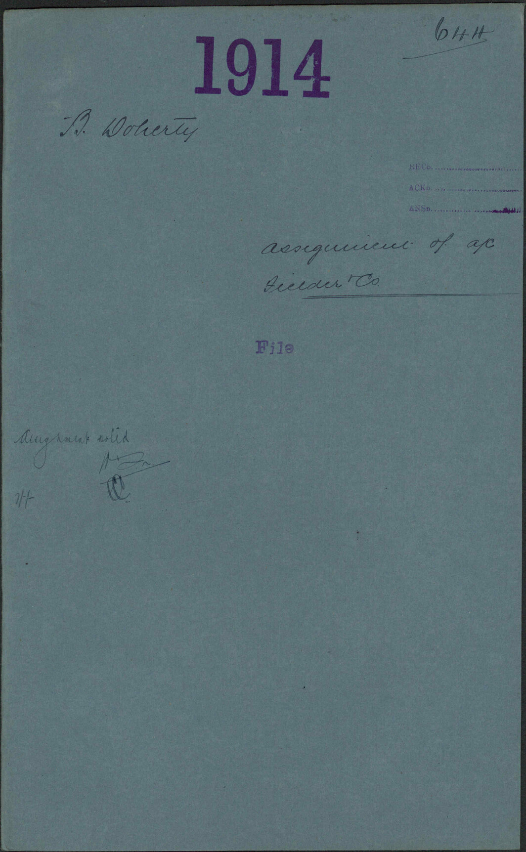 Assignment of account, Fielder &amp; Co - Bernard Doherty