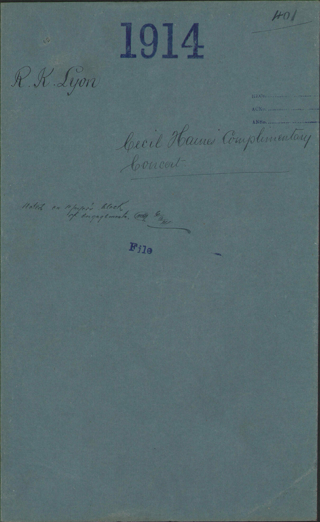 Cecil Harrier Complimentary Concert - R K Lyon