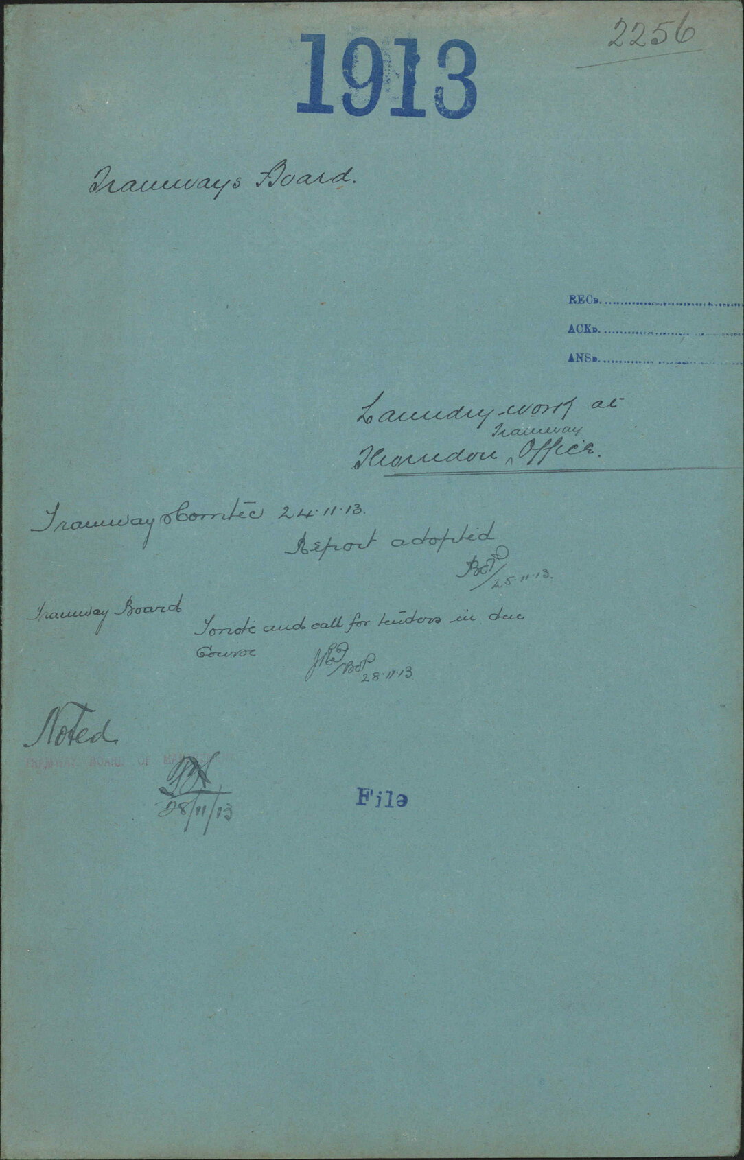 Laundry work at Thorndon Tramway Office - Tramways Board