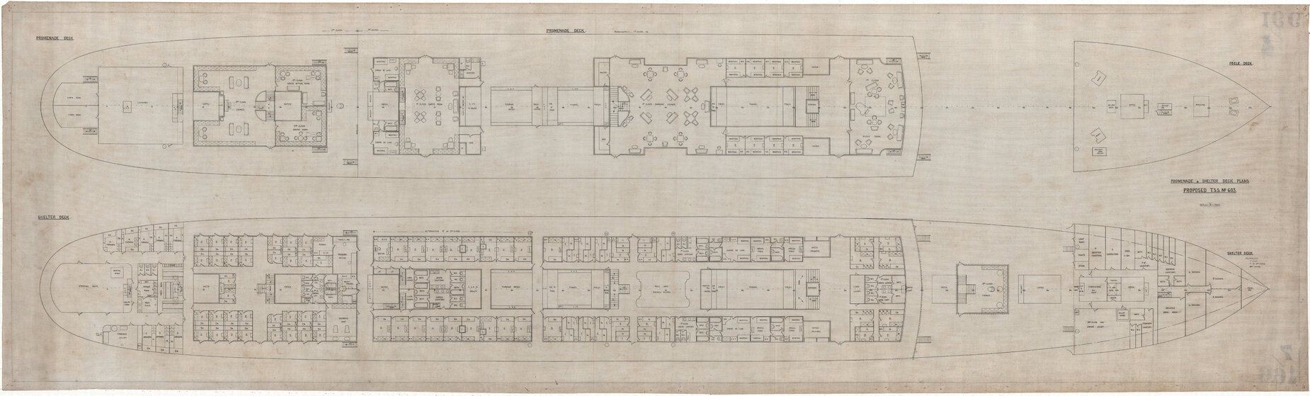 [MV Aorangi], promenade and shelter deck plans, proposed TSS
