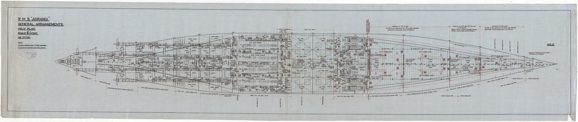 MV Aorangi, general arrangements, hold plan