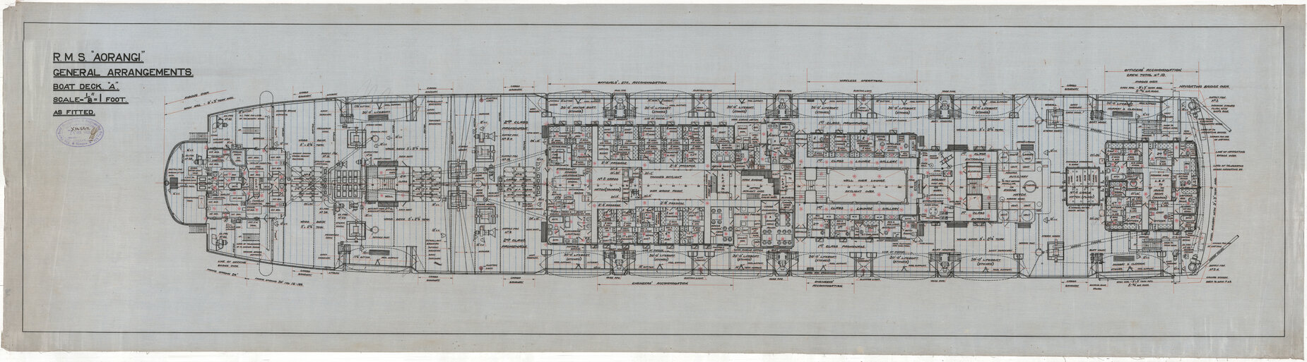 MV Aorangi, general arrangements, boat deck A