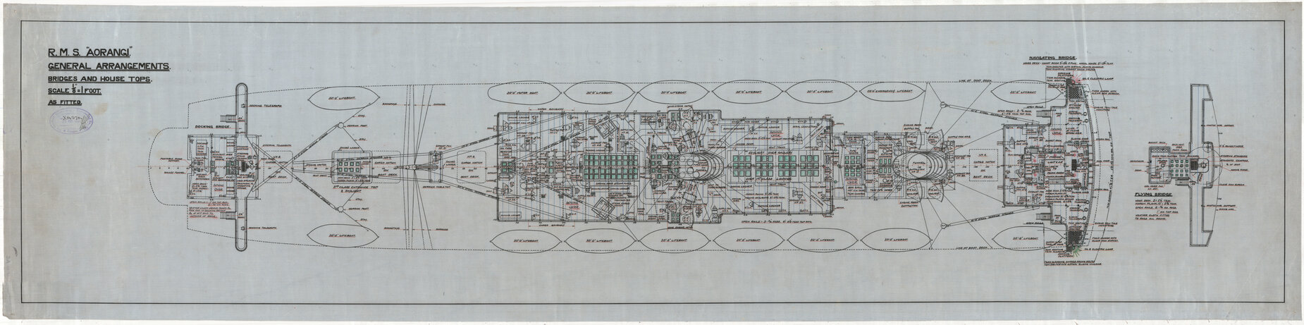 MV Aorangi, general arrangements, bridges and house tops