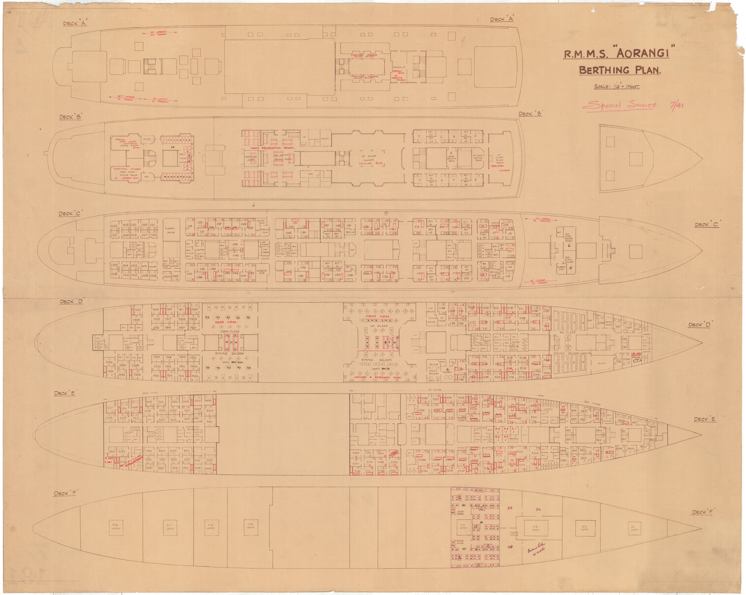 MV Aorangi, berthing plan