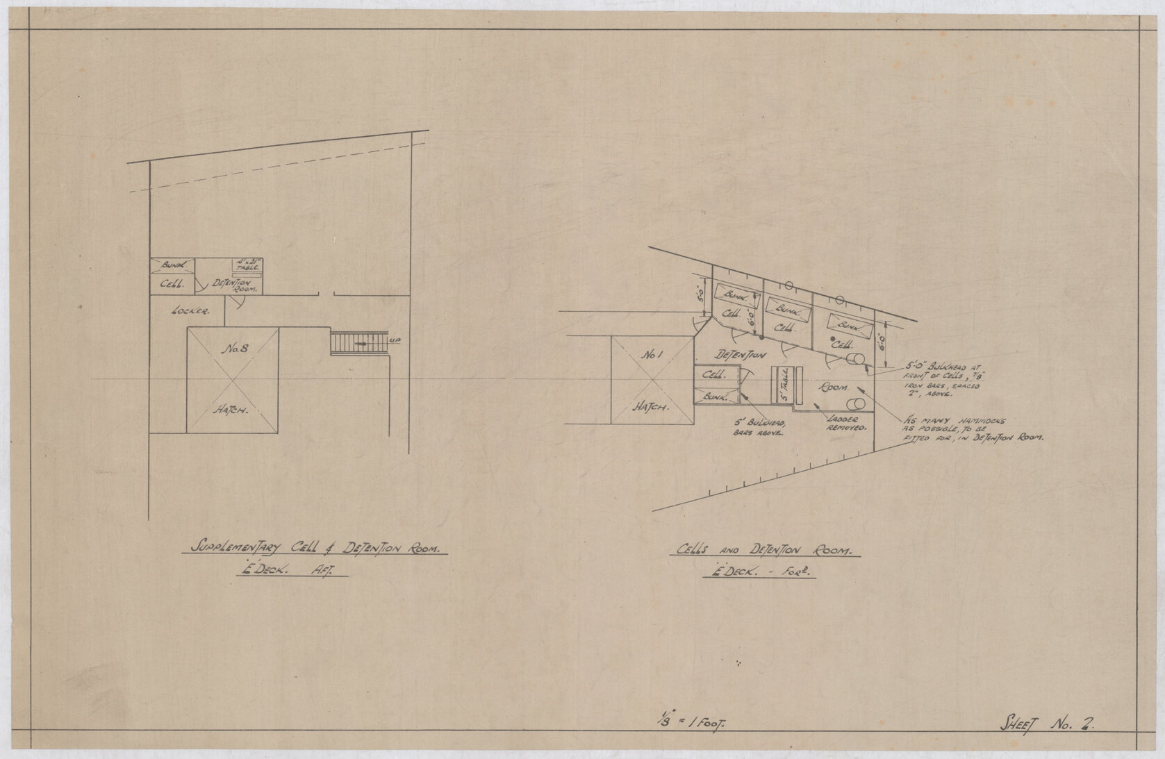 [MV Aorangi], cells and detention rooms