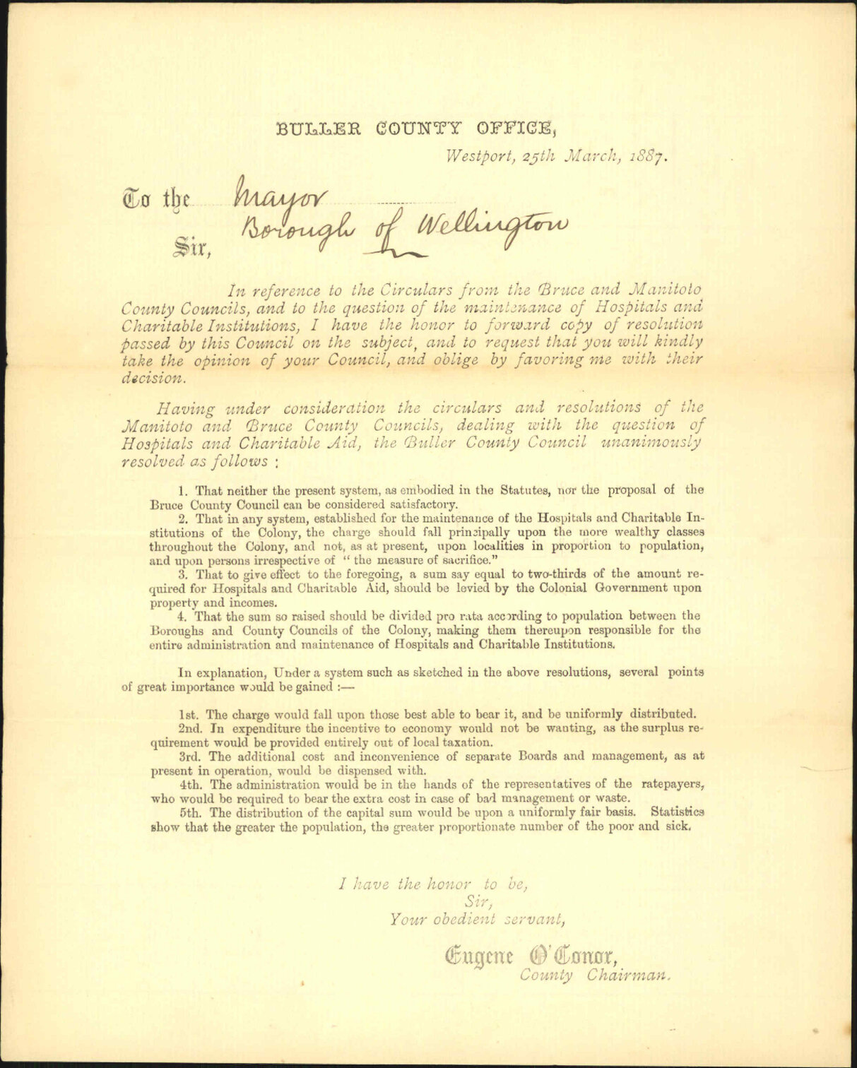 Hospital and charitable aid Act - Buller County Council