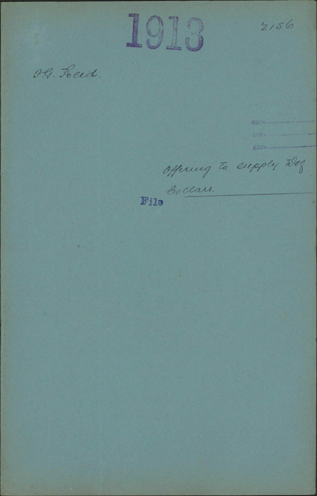 Offering to supply dog collars - F G Reid