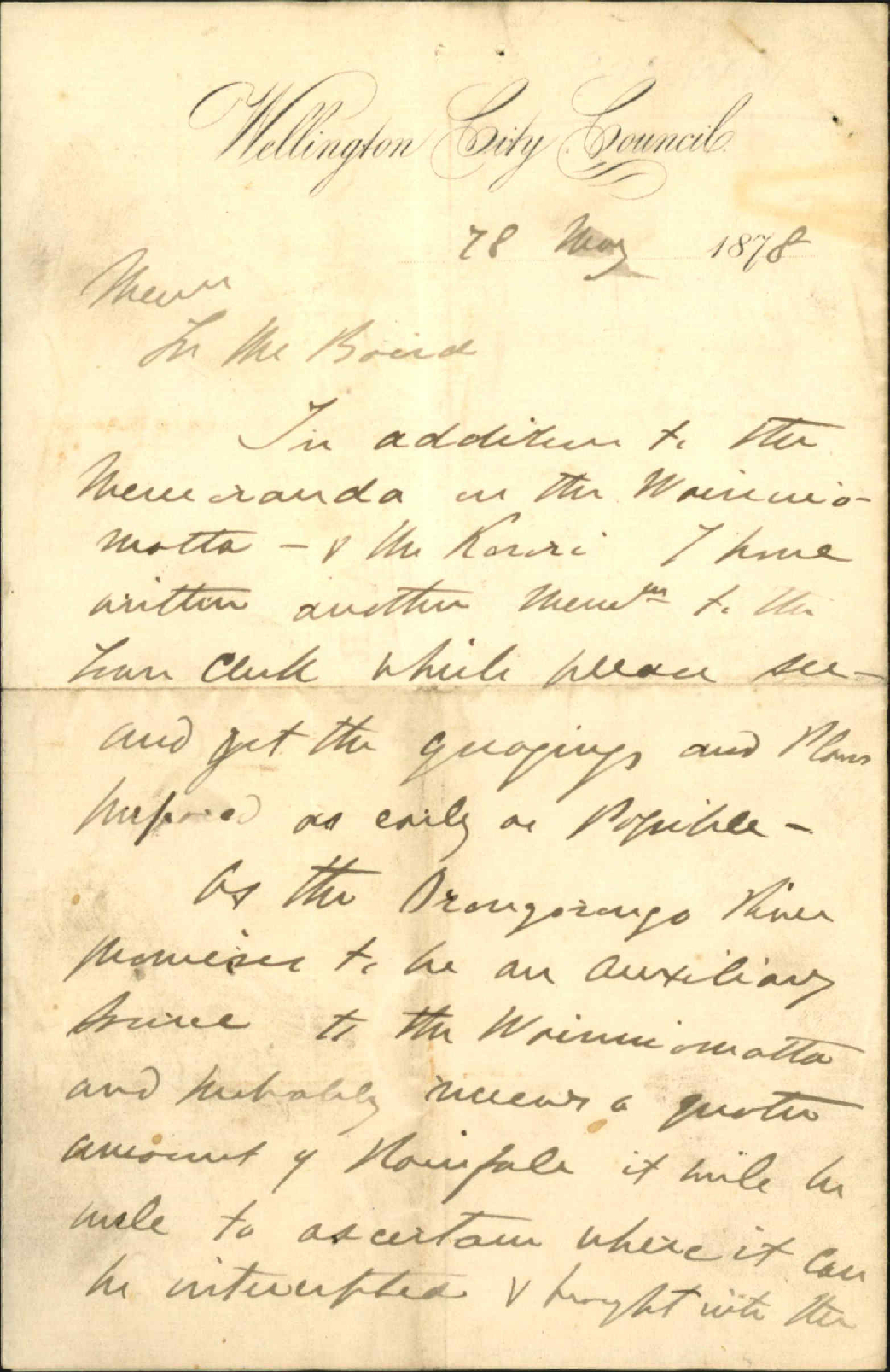 Higginsons report on water supply - Baird and Ward