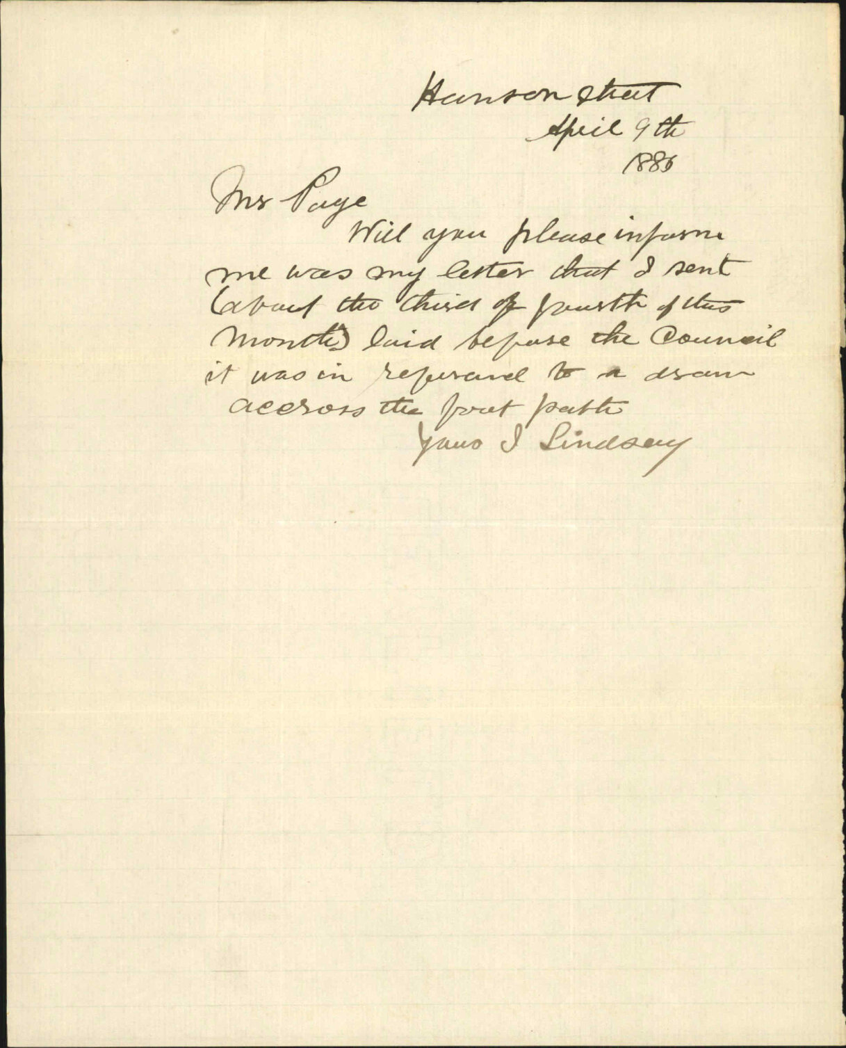 Further regarding drain (see number 334) - J Lindsay