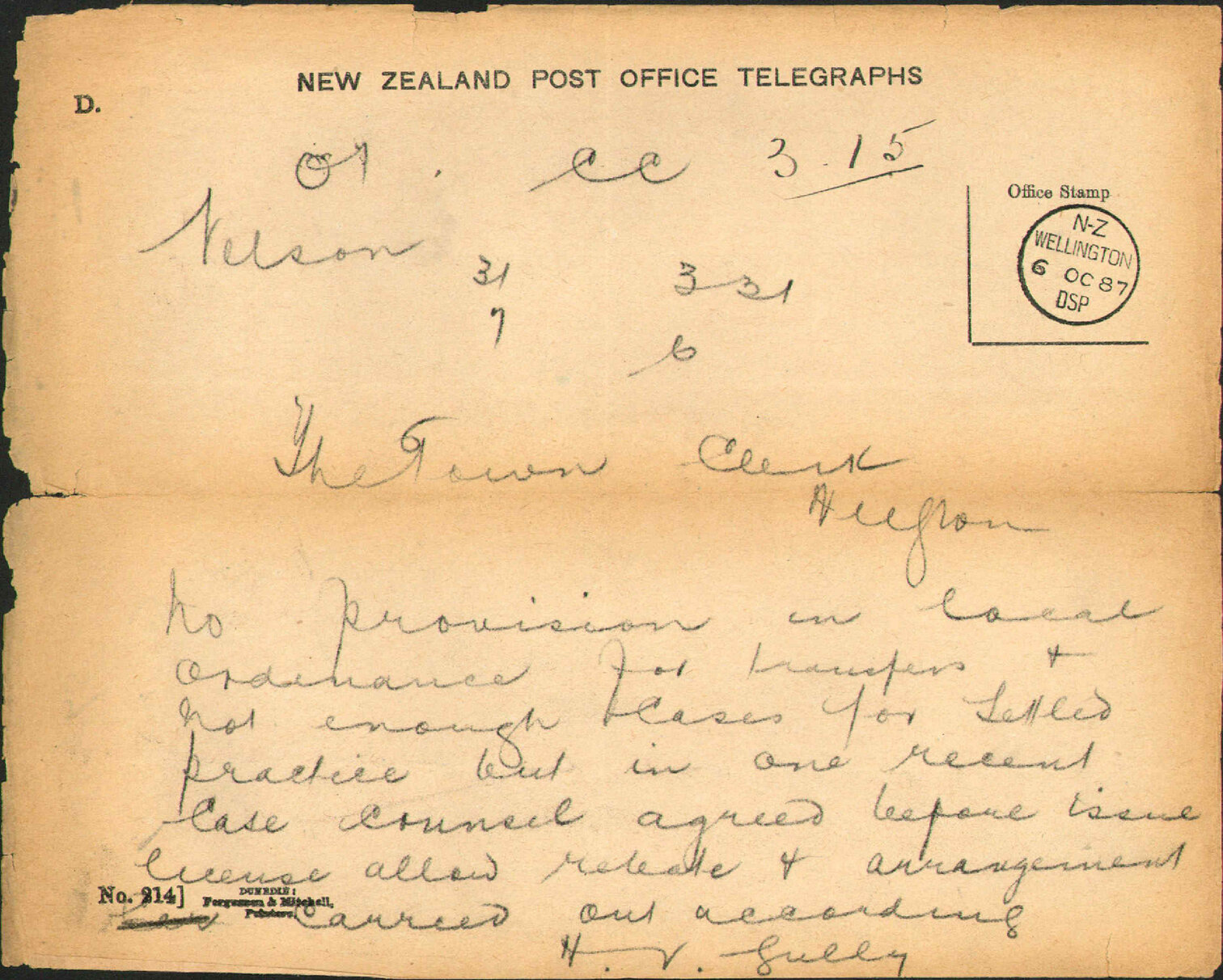 Auctioneers license - Town Clerk Nelson