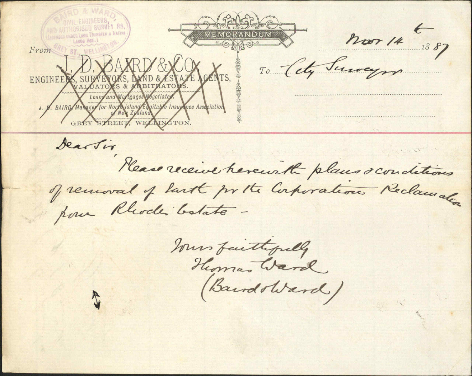 With plans for Baird &amp; Ward (south from Rhodes Estate) - City Surveyor
