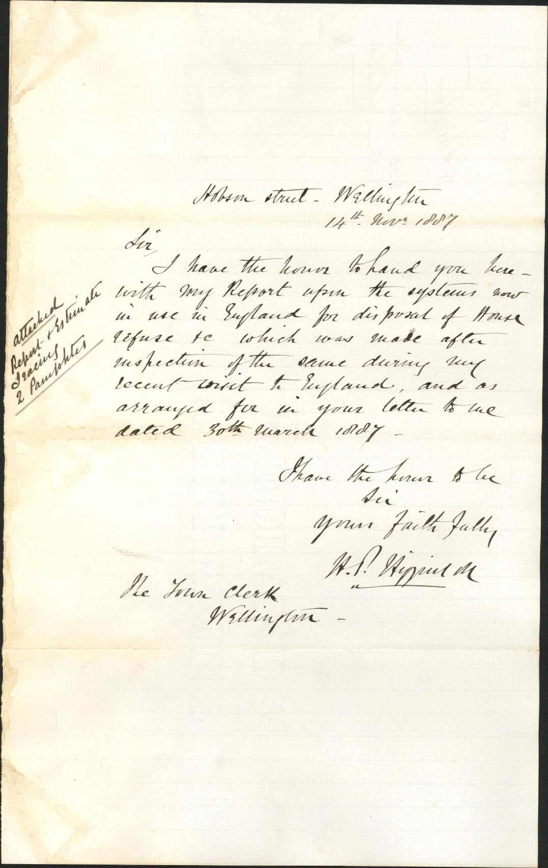 With report regarding disposal of house refuse - H P Higginson