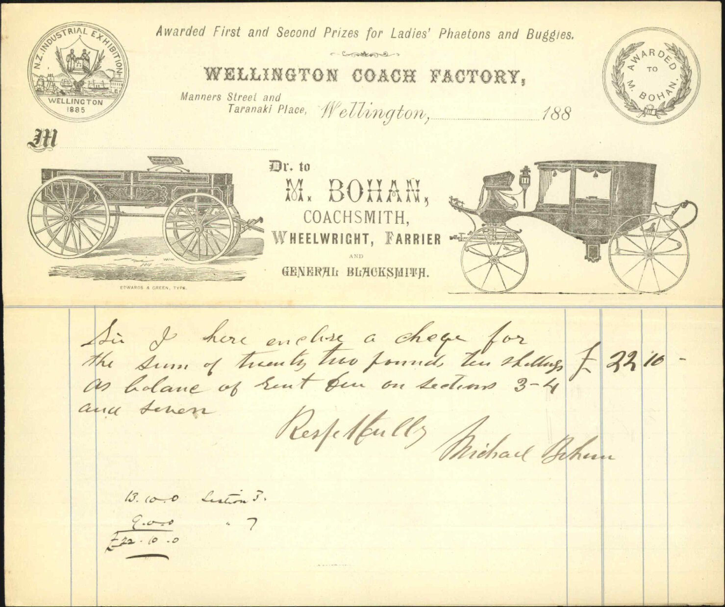 With cheque for rent - M Bohan