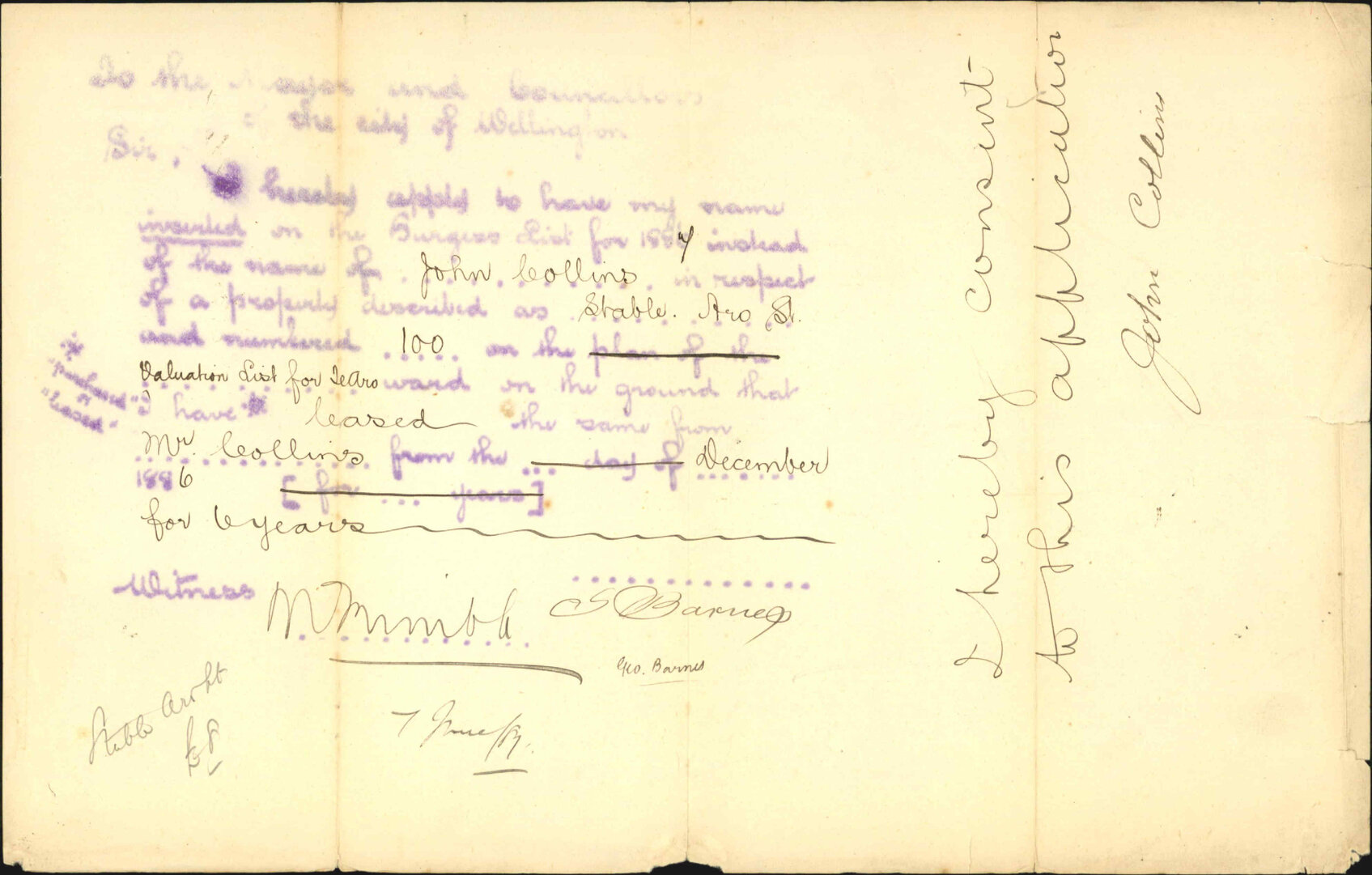 Application to be placed on Burgess Roll - George Barnes
