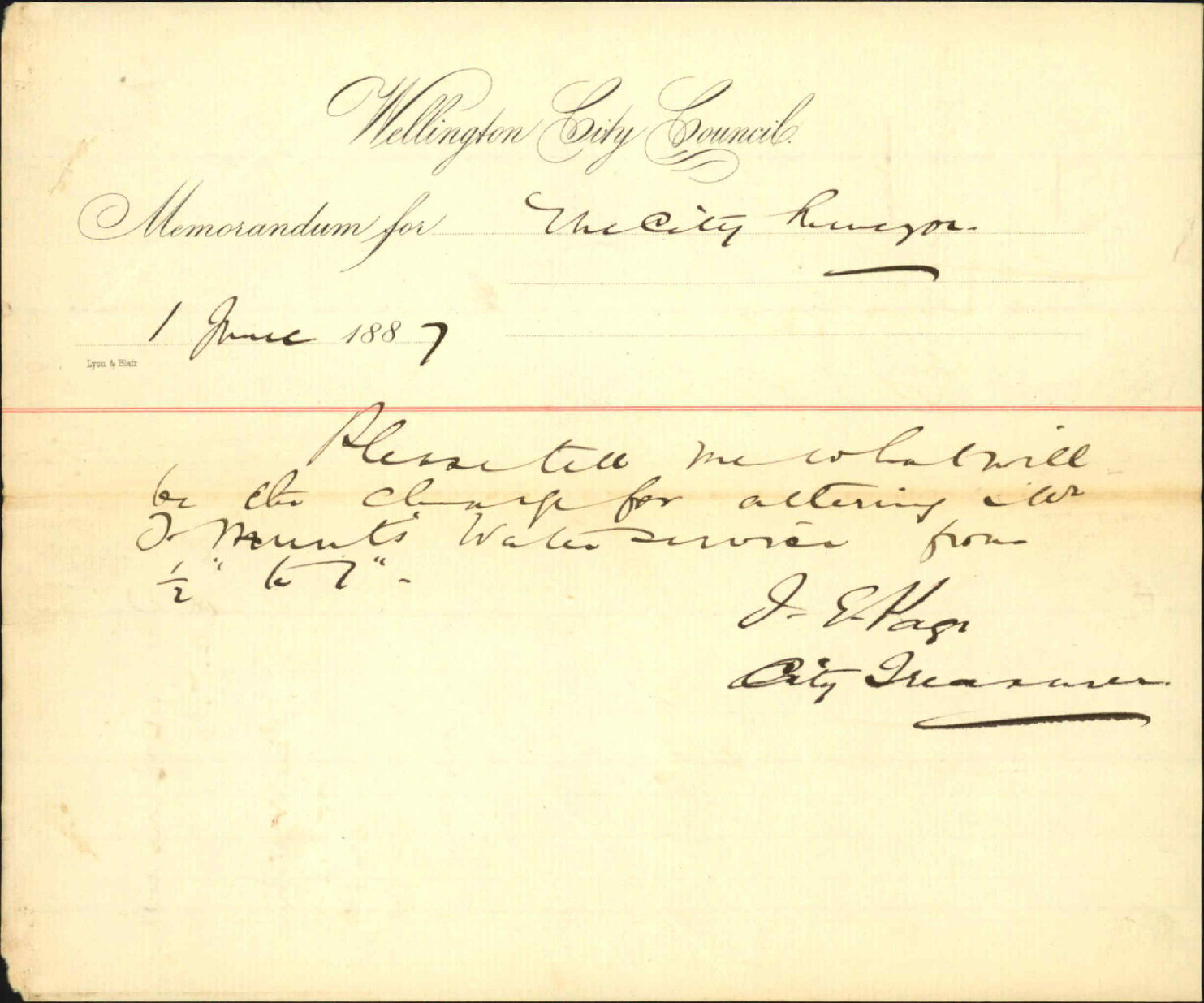 Water service Mr Munt - City Surveyor