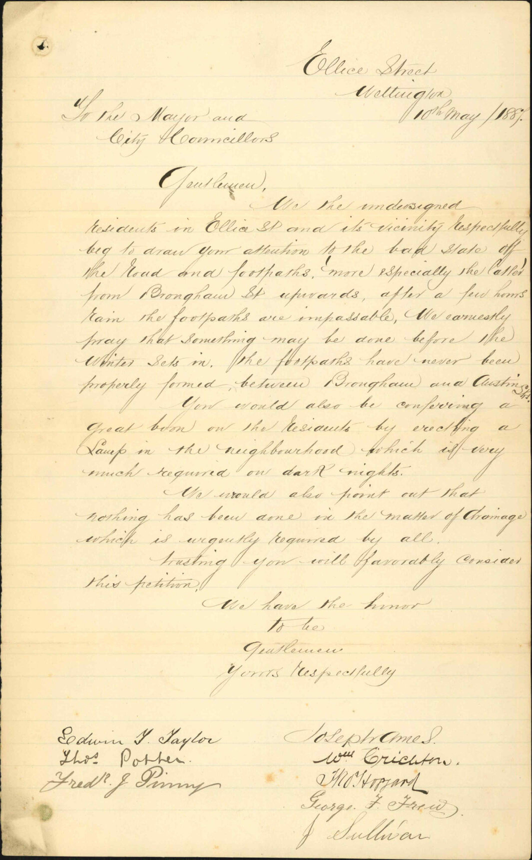 Asking for repairs etc to Ellice Street - Joseph Ames and others