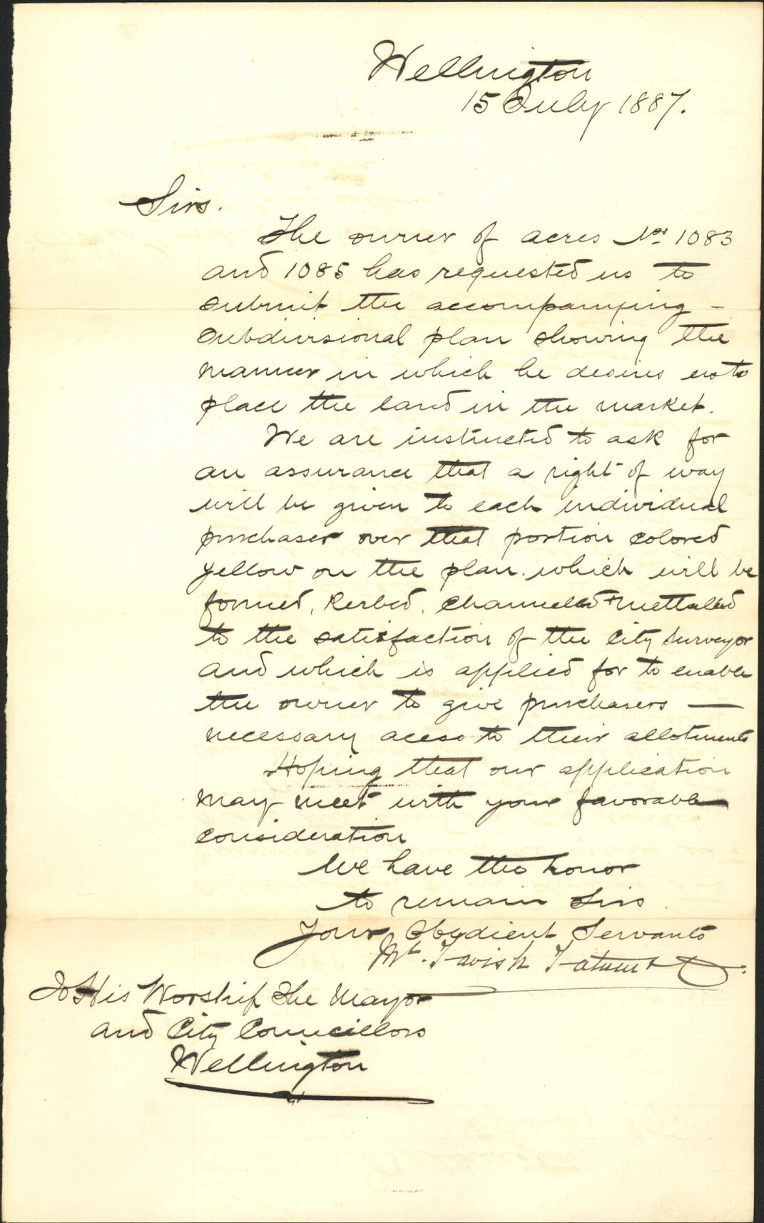 Application regarding right of way - McTavish, Tatum and Co