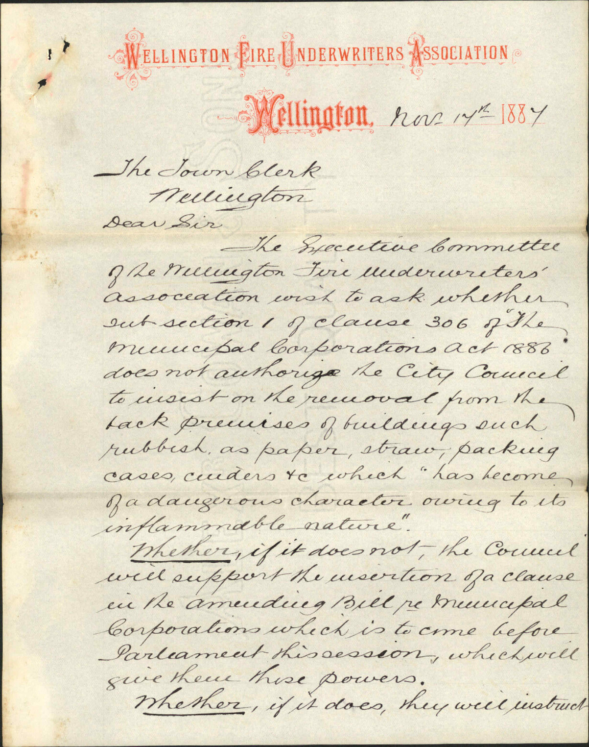As to removal of rubbish and storage of gunpowder - Underwriters Association