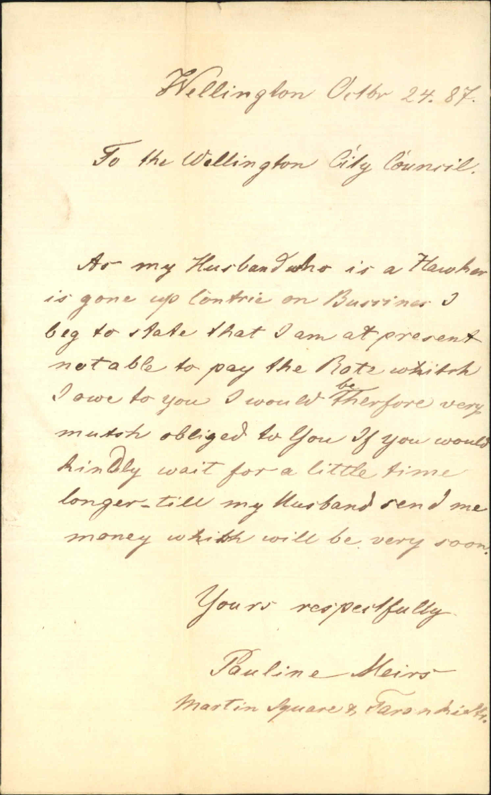 Asking time for payment of rates - Mr Meirs
