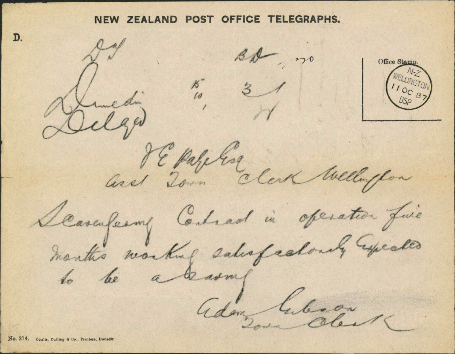 Reply regarding scavenging - Town Clerk, Dunedin