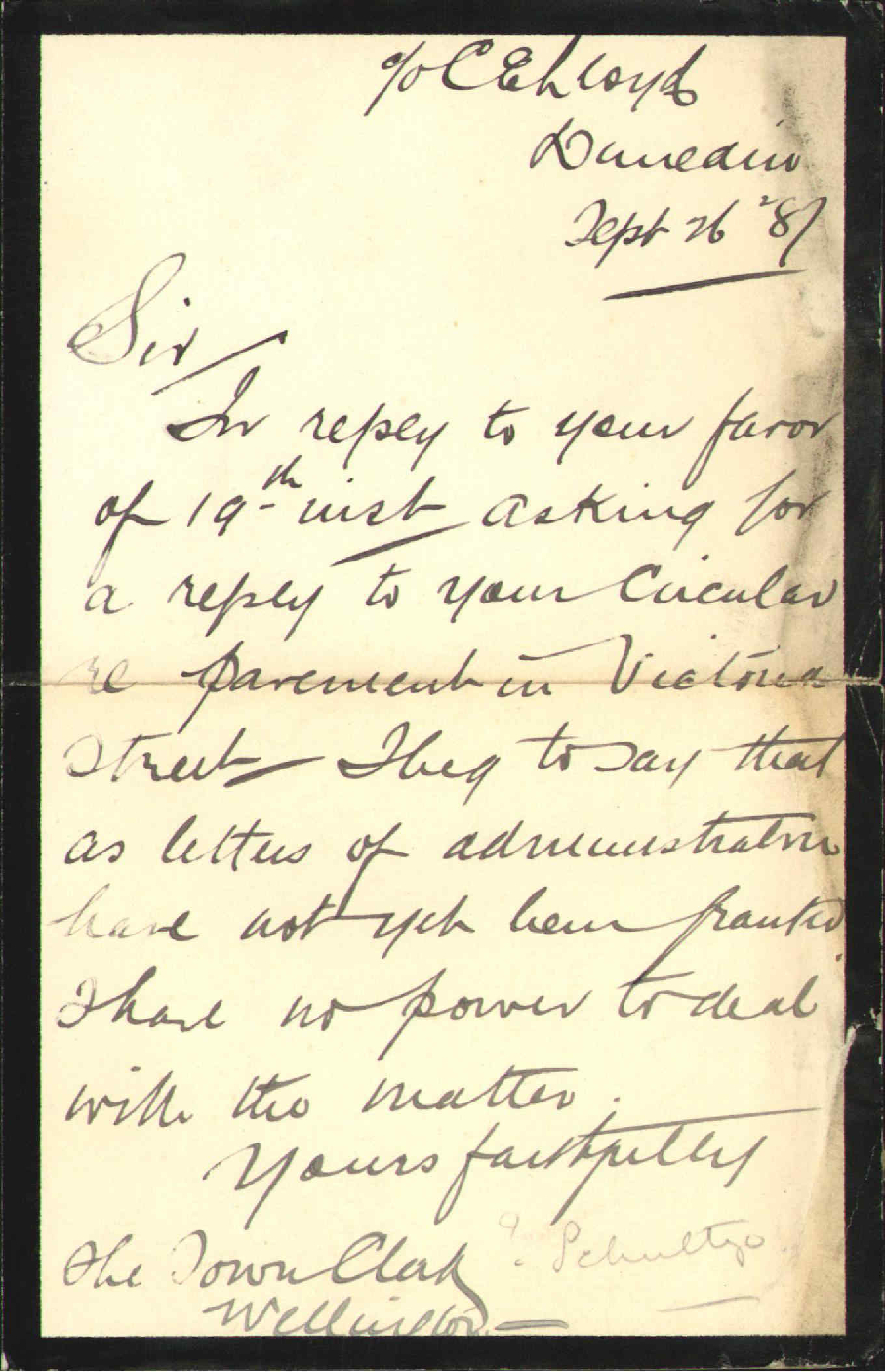 Pavement, Victoria Street - Executor, Late Mrs Schultze