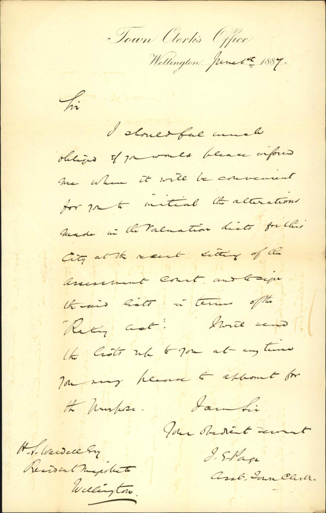 Signing valuation lists - Clerk Resident Magistrate's Court