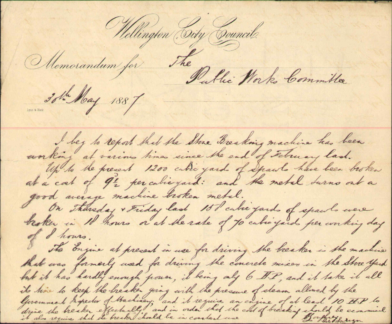 Forwarding petition for lamps in Rintoul Street - William James