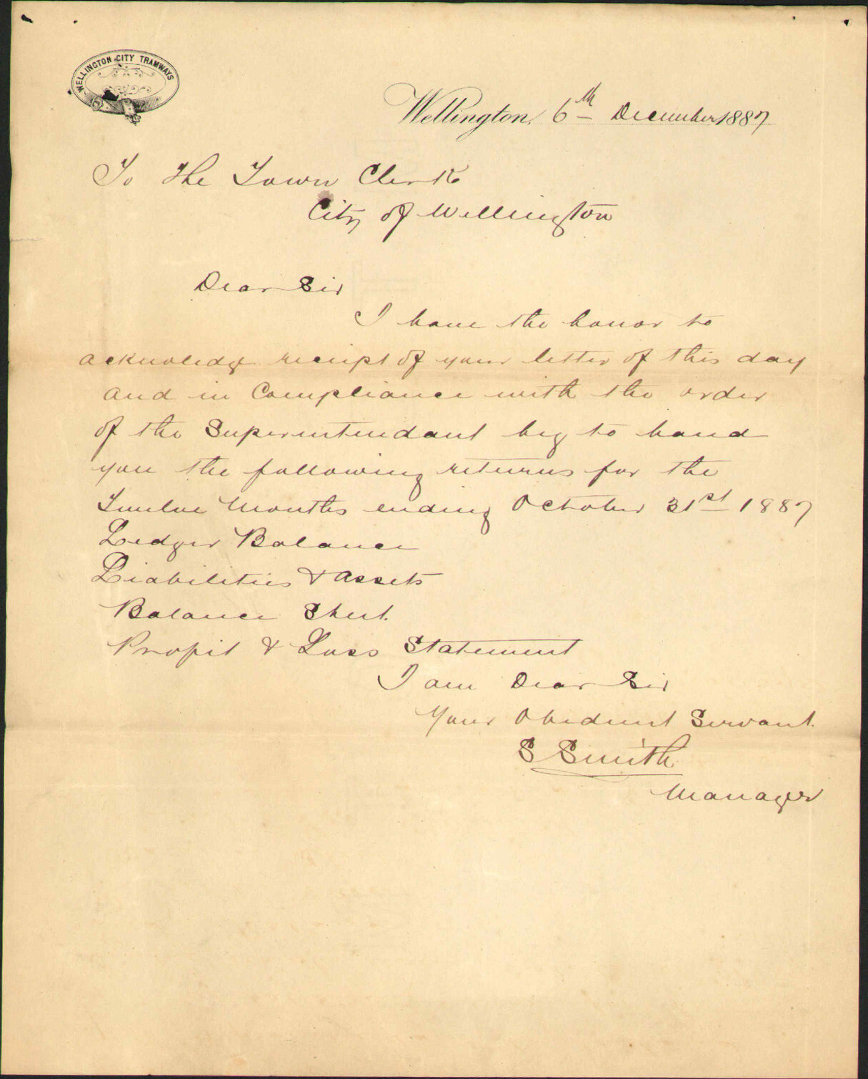 With information as to receipts, etc - Wellington City Tramways