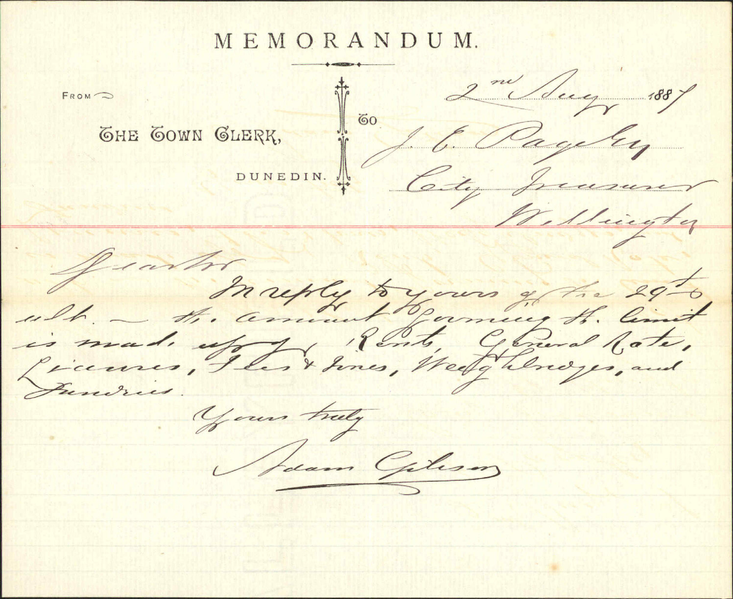 Limit of overdraft - Town Clerk, Dunedin