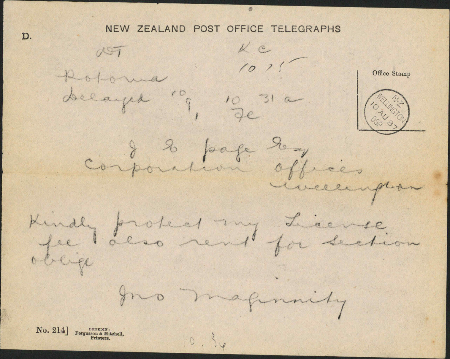 License fee etc - John Maginnity